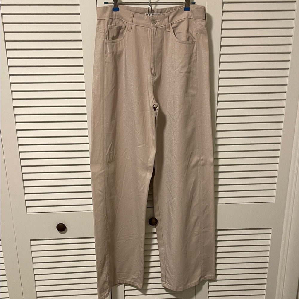 Zara Beige Wide-Leg Pants